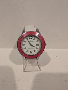 Vintage Anne Klein Watch White Leather Diver Style Quartz Date  - Picture 1 of 8