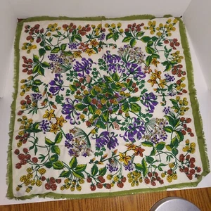 Vintage sonnige Tops Blumenschal 100 % gesponnener Viskose hergestellt in Japan 22 Zoll quadratisch mit Fransen - Bild 1 von 6