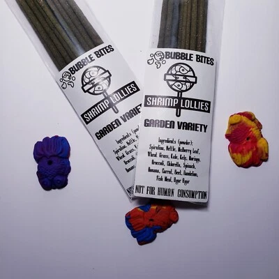 Shrimp Lollie Sticks 60 ct Garden Variety + Holder Shrimp Food Home Made In USA - Image 1 of 4