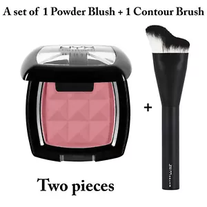 Set NYX 0.14 oz Mocha Long-Lasting Natural Glow Cosmetics Powder Blush + Brush - Picture 1 of 6