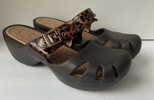 Dr. Scholls Dance Mules Clog Go Play Feel Crazy Size 10 Brown Animal Print - Picture 1 of 10