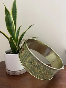 Vtg MCM Pyrex 624 Round Casserole Metal CARRIER Handled Holder Golden Harvest - Picture 1 of 6