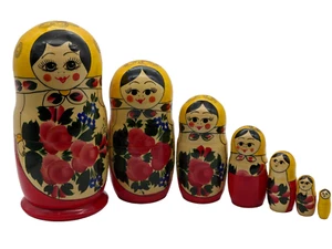 Tolle russische Geschenke 7 Stück Blumenmuster gestapelte Holzpuppen - 8 Zoll - kostenloser Versand - Bild 1 von 11
