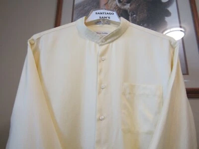 XL 17-35 JOHN W NORDSTROM YELLOW PREMIUM COTTON NO IRON COLLARLESS WESTERN SHIRT - Image 1 of 4