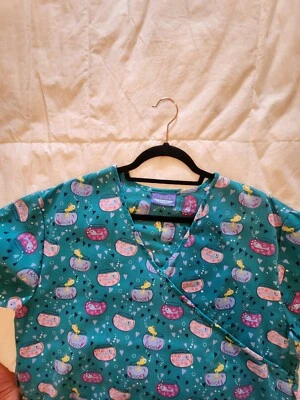 Blusa Médica Carol's para Mujer Cuello en V Tanques y Pantalones Verde Azulado Talla Grande Foto 1 de 4