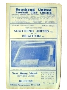 Southend United v Brighton - Football Combination Match 11th January 1958 - Picture 1 of 3