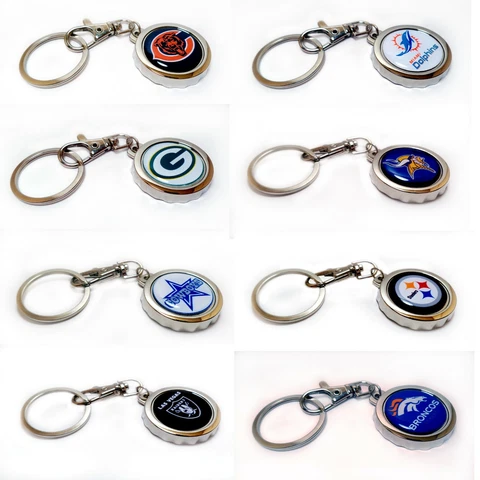 NFL TEAM LOGO Football Bottle Cap Opener Keychain / Key Ring You Choose !! Cover