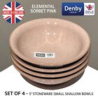 4 Denby England Elements Sorbet Pink Shallow Stoneware 5" Bowls Dip Fruit Desert