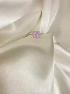 2.10 Ct Natural Pink Sapphire & Diamond Anniversary Ring 14K White Gold Solid - Picture 1 of 6