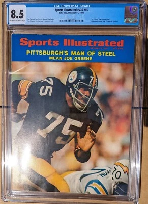 Mean Joe Greene, Sports Illustrated, CGC 8.5, Newsstand, Oct. 11 1971 - Image 1 of 3