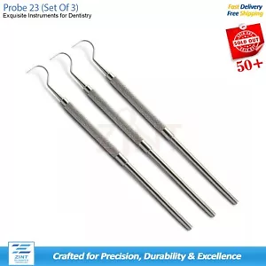 Dental 3er Set Sonde Explorer 23 Haken Zahnsteinentferner Zahnarzt Pick Parodontal - Bild 1 von 2
