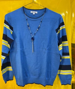 Serengeti Striped Sleeve Sweater with Necklace - Picture 1 of 5