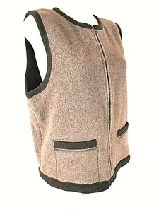 Crossroads womens Large brown ZIP 2 pockets dark brown trim vest jacket (C2)pm - Picture 1 of 12