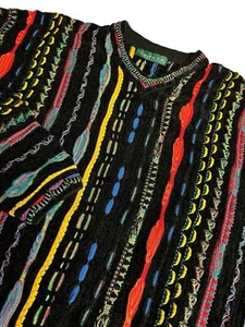 VINTAGE Vibrant TUNDRA 3D KNIT COTTON SWEATER XXL Coogi Canada Biggie 90 Hip Hop - Bild 1 von 7