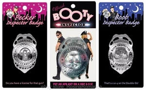 Official Boob Boobies Booty Pecker Willy Inspector Badge Stag Hen Night Party - Picture 1 of 4