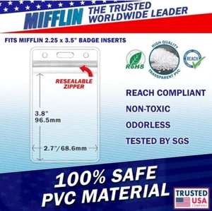 Mifflin ID/Badge Card Holder, One (1), Vertical - Picture 1 of 3