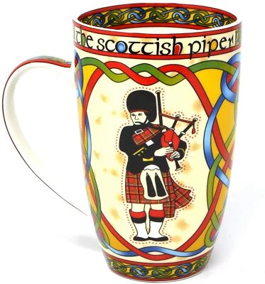 Royal Tara The Scottish Piper Mug Tea Cup Coffe Mug Bone China Celtic Weave 14oz