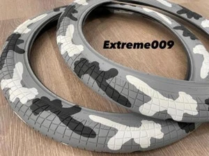 New PAIR of 20" BMX Bicycle Urban Gray Camo Street Tires & Tubes 20x2.30-20x2.40 - Picture 1 of 2