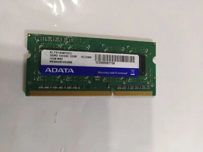 ADATA RAM  1GB DDR3, 1333MHz, SO-DIMM  EL73I1A0870ZU   204 pin - Image 1 of 2