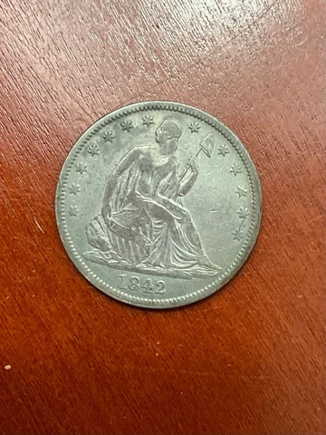 1842 SEATED HALF DOLLAR MEDIUM DATE WB-13 LARGE DIE CRACK NICE EYE APPEAL VF++ Cover