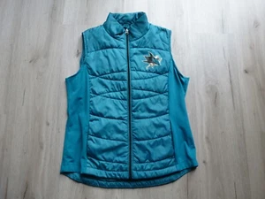 NHL San Jose Sharks Puffer Vest Women's L Green Glll Sports By Carl Banks EUC - Picture 1 of 9