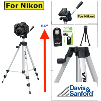 54" PRO TRIPOD + REMOTE CONTROL + 4" TRIPOD FOR NIKON D3100 D3200 D3300 D90 D4   - Image 1 of 4