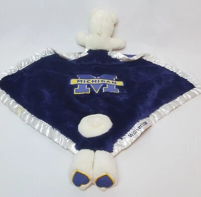 U of M Lovey Security Blanket Wolverines Maize Blue White 19"x19" - Image 1 of 4