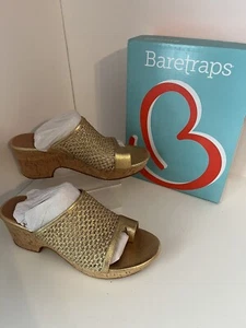 Baretraps Women’s Sandals Bethie Gold Women’s Size 11 Slip On NEW Wedge Heel - Picture 1 of 16