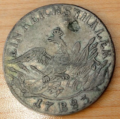1783 B German States PRUSSIA Thaler KM# 332.2 Silver Friedrich II Damaged  - Image 1 of 2