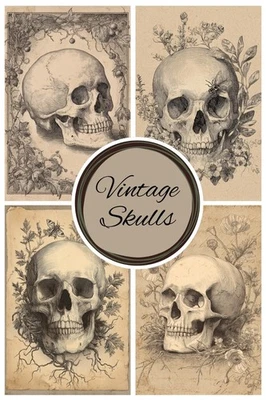 Juego de tarjetas en blanco calavera victoriana gótica botánica oculta oscura academia papelería Foto 1 de 4