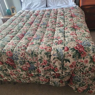 Edredón vintage Ralph Lauren Charlotte Rosebird floral pájaro completo doble 86x86 Foto 1 de 4