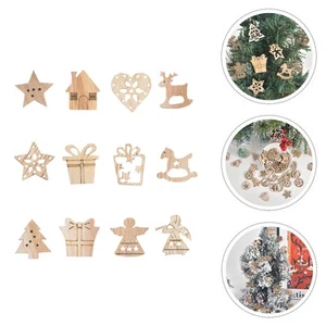 54 Pcs Wooden DIY Accessories Christmas Adornments Tree Decorations - Picture 1 of 12