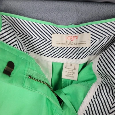 Pantalones Cortos J Crew Chino Rotos Para Mujer 0 Verde 100% Algodón Informal Foto 1 de 4