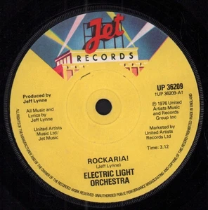 Electric Light Orchestra Rockaria 7" vinyl UK Jet 1976 Solid centre label design - Picture 1 of 2