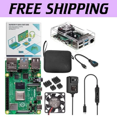 Raspberry Pi 4 Complete Kit: 4GB RAM, Case, Cooling Fan & Power Supply Included - Image 1 of 4