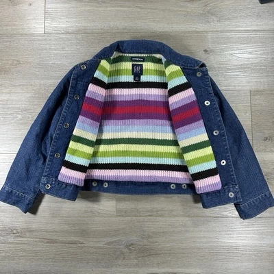 Chaqueta De Colección Gap Kids S (6-7) GapStretch Azul Demin Abotonada Arco Iris Tejido Interior  Foto 1 de 4