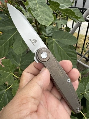 Defcon Fulcrum Folding Knife 3.25" Bohler M390 Blade Bronze Titanium Designed - Image 1 of 4