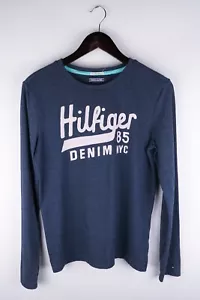 Tommy Hilfiger Women T-Shirt Long Sleeves Blue Cotton Blend Pullover size S UK8 - Picture 1 of 7