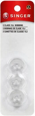 SINGER 06542 Class 15J Bobbins, Transparent, 3-Count , 9 Packages (27 bobbins) - Image 1 of 3