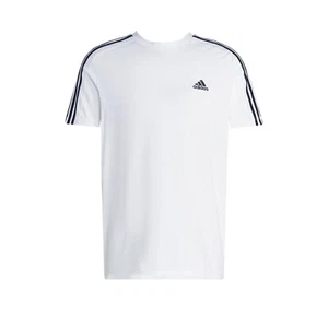 Adidas Essentials Single Jersey 3-Streifen T-Shirt Weiß / Schwarz IC9336 - Picture 1 of 2