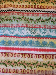 CHRISTMAS MAGIC ~ Brocade and Holly Stripe ~ Kelly Rae Roberts ~ Lace & Ric-Rac - Picture 1 of 2