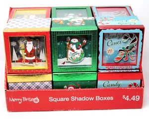 12pk lindy bowman 4.5" square holiday Christmas shadow gift box - Picture 1 of 17