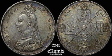 Great Britain, Victoria, Double Florin 1887, Arabic 1, nicely toned, UNC Cover