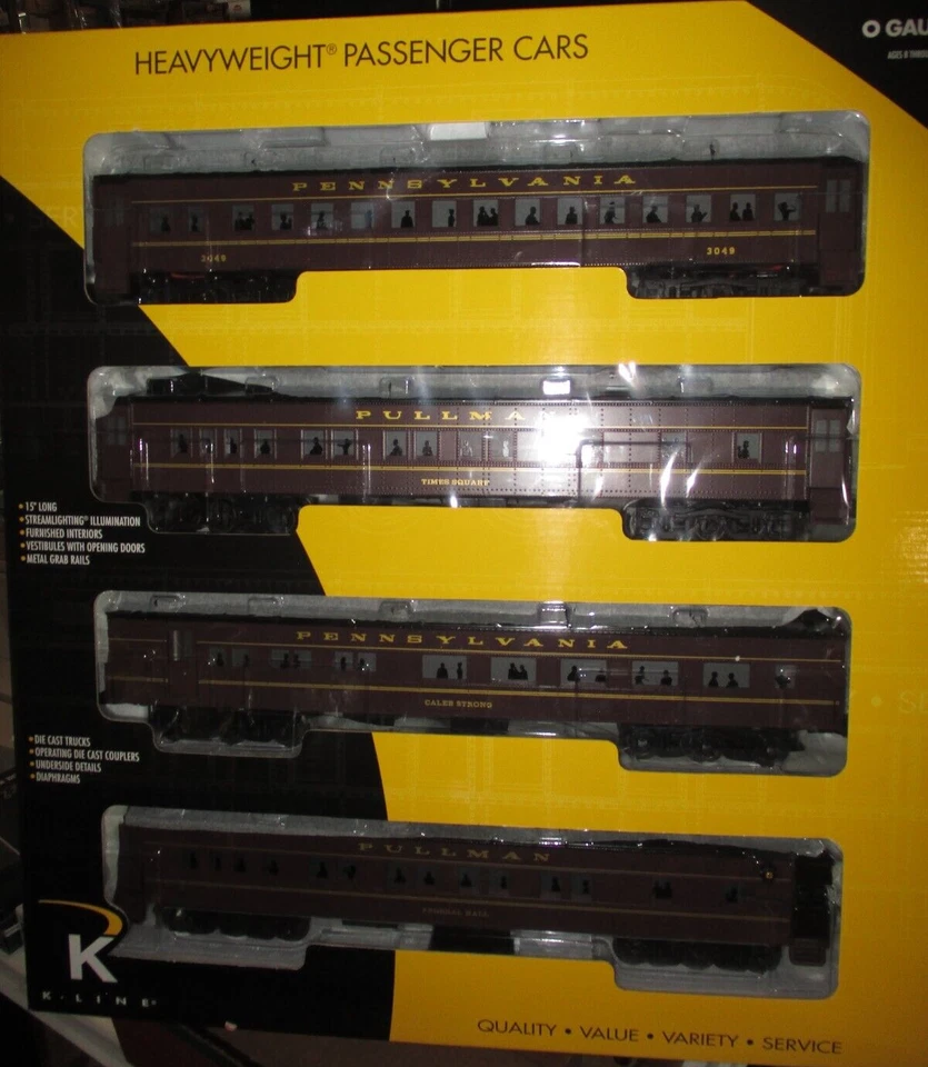 K-Line K4880A O PRR Broadway  Ltd. 15" Set of 4 Heavyweight Passenger Cars~NEW - Image 1 of 4