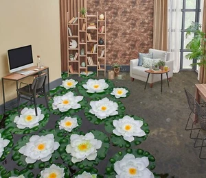 3D White Lotus 40RAIN45 Floor WallPaper Murals Wall Print Decal AJ Honey - Picture 1 of 6