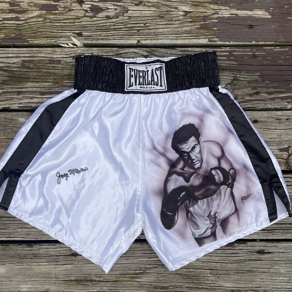 VTG JOE MAXIM Everlast Boxing Shorts Men’s Medium BlackWhite Satin Made USA - Image 1 of 4
