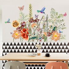 Flower Grass Butterfly  Art Wall Sticker Living Room Home Background DIY Decal
