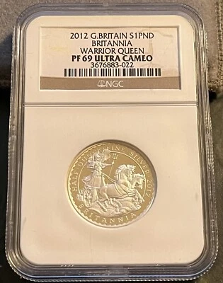 2012 UK Britannia 1/2 Oz Coin Silver Proof Warrior Queen 25th Anniversary 1,656 - Image 1 of 2