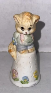 Feline Feelin’s Porcelain Cat Kitty Sad Patchwork Bisque AVAA 1986 Thimble Henco - Picture 1 of 7