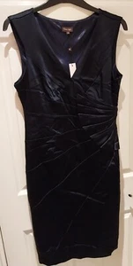 Phase Eight Fitted Dress UK 14 Knee Length Navy Blue Satin Fabric Party. BNWT. - Picture 1 of 3